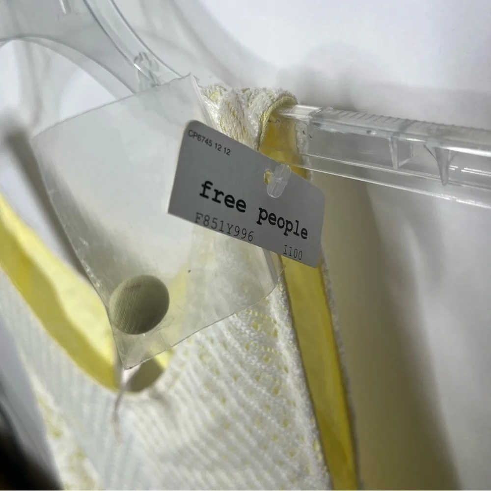 NWT Free People Size Small White Dress Yellow Lining Rocco Lace Dress - Picture 4 of 6